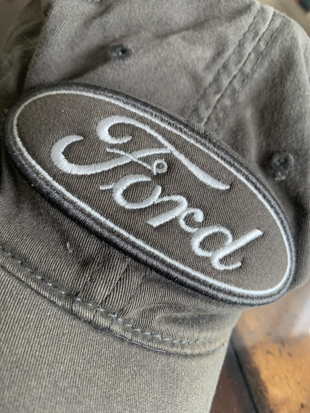 Genuine Ford Men's Raw Edge medium logo Baseball Cap gray green One Size